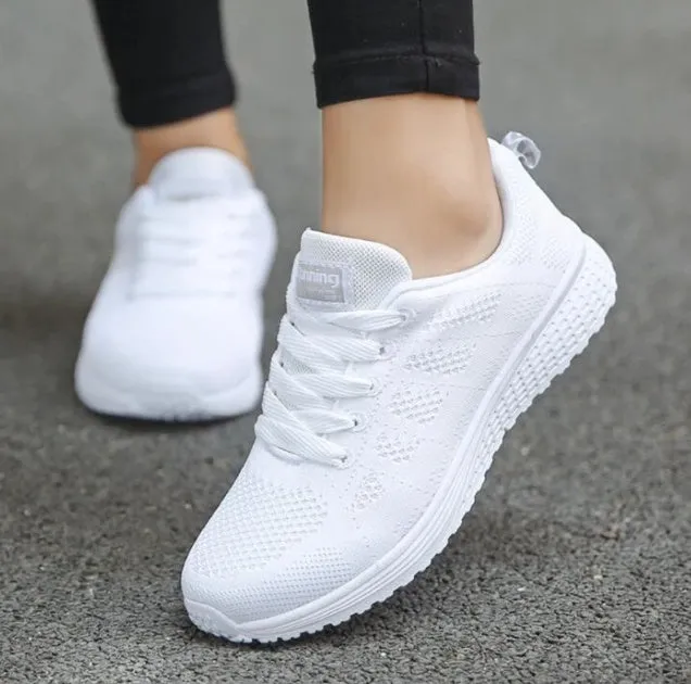 Women's sports sneakers with mesh upper, low wedge heel, available in multiple colours and sizes 35-44