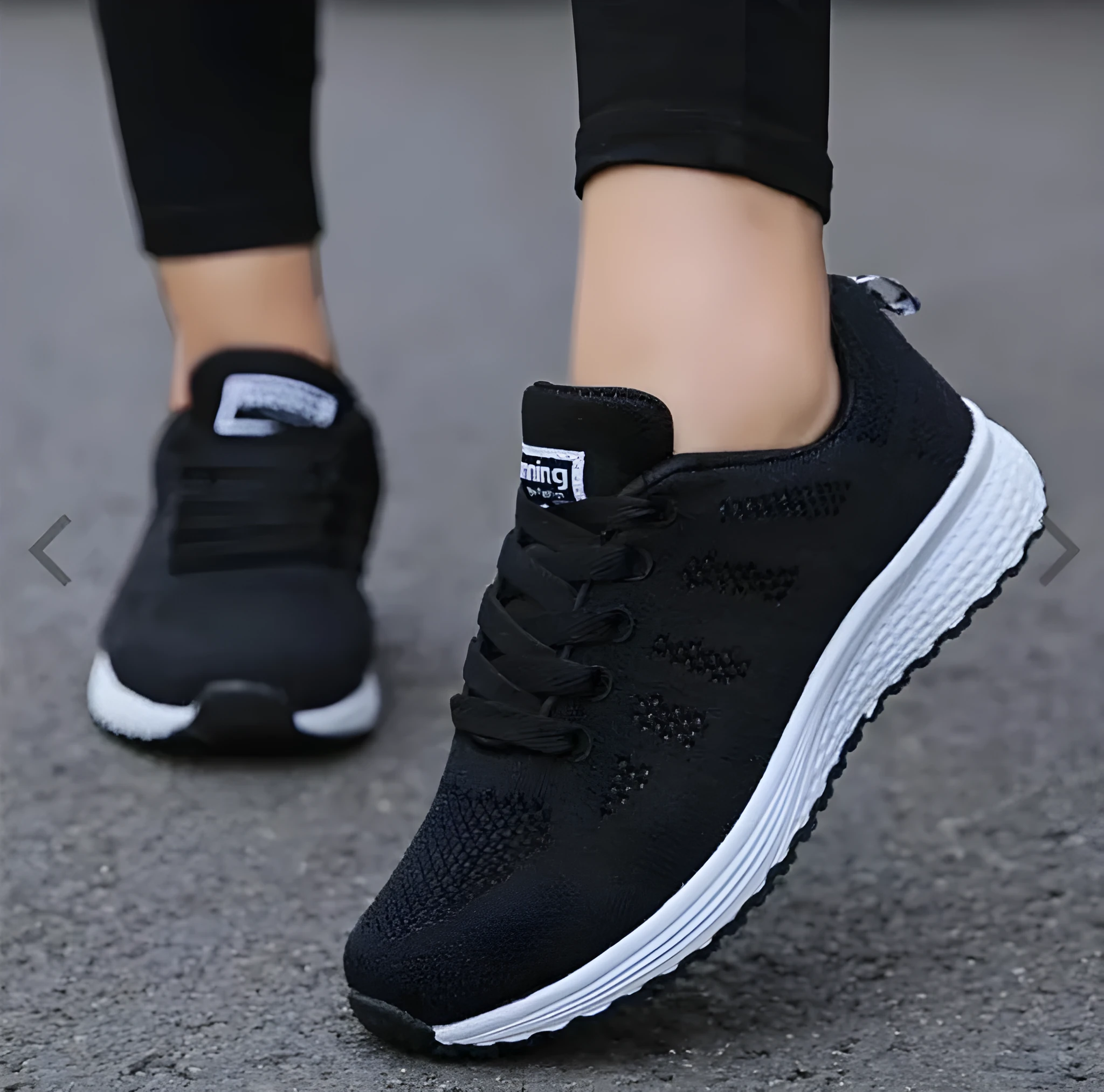 Women's sports sneakers with mesh upper, low wedge heel, available in multiple colours and sizes 35-44