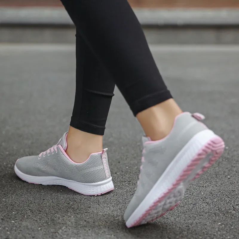 Women's sports sneakers with mesh upper, low wedge heel, available in multiple colours and sizes 35-44
