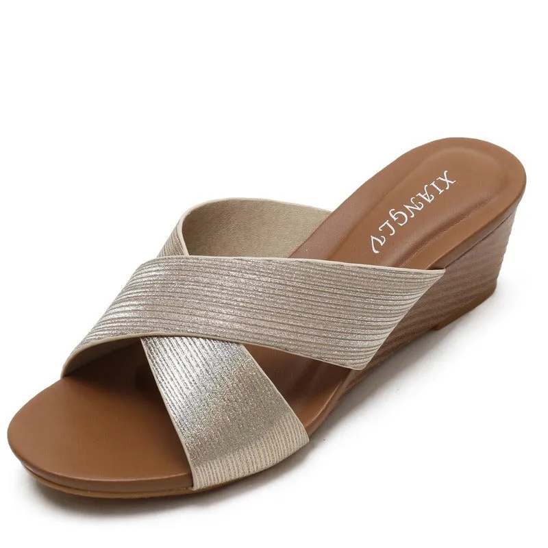 Ethnic style casual open toe women's sandals in black with PU upper and TPR sole