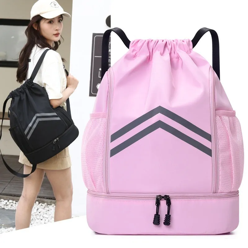 Men's reflective drawstring sports backpack in Oxford cloth for basketball and hiking