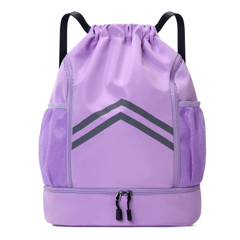 Men's reflective drawstring sports backpack in Oxford cloth for basketball and hiking