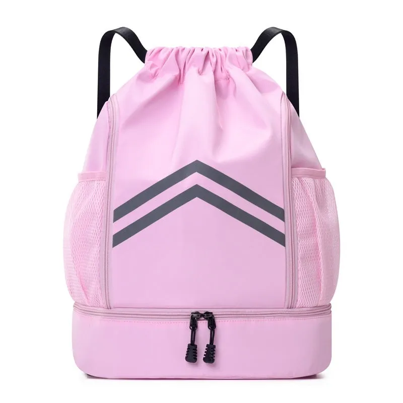 Men's reflective drawstring sports backpack in Oxford cloth for basketball and hiking