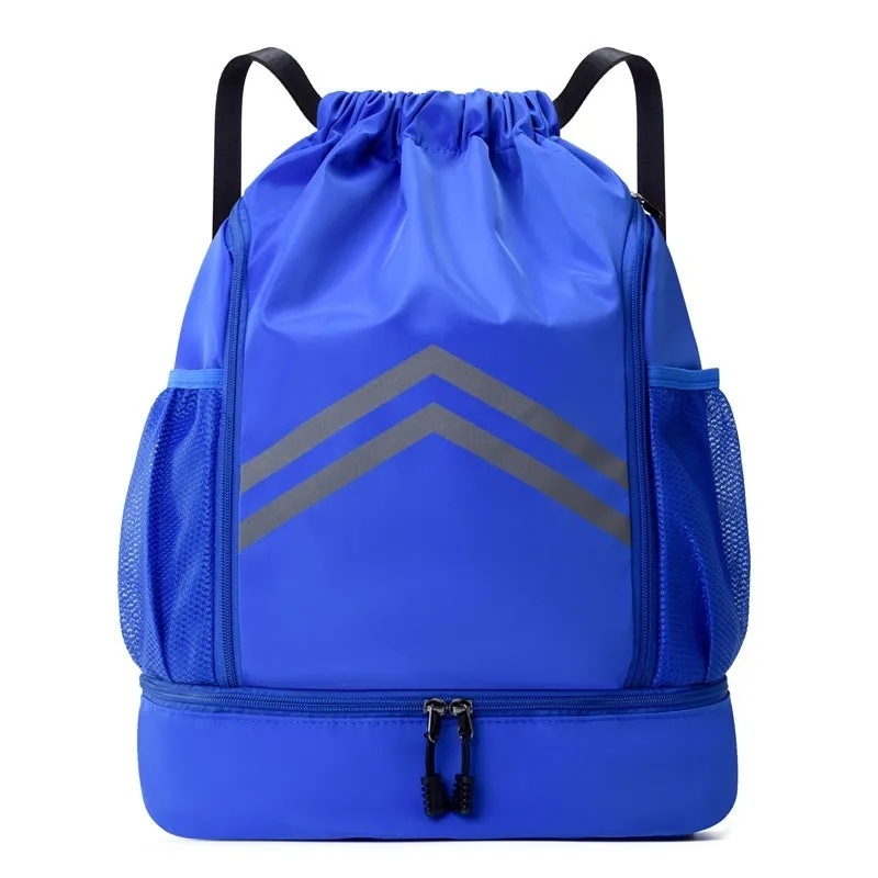 Men's reflective drawstring sports backpack in Oxford cloth for basketball and hiking