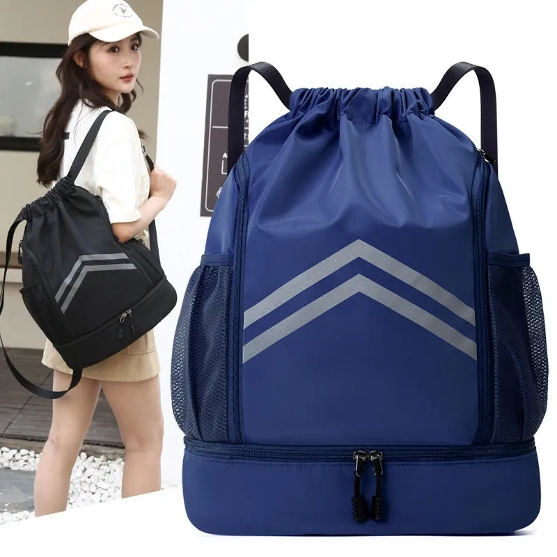 Men's reflective drawstring sports backpack in Oxford cloth for basketball and hiking