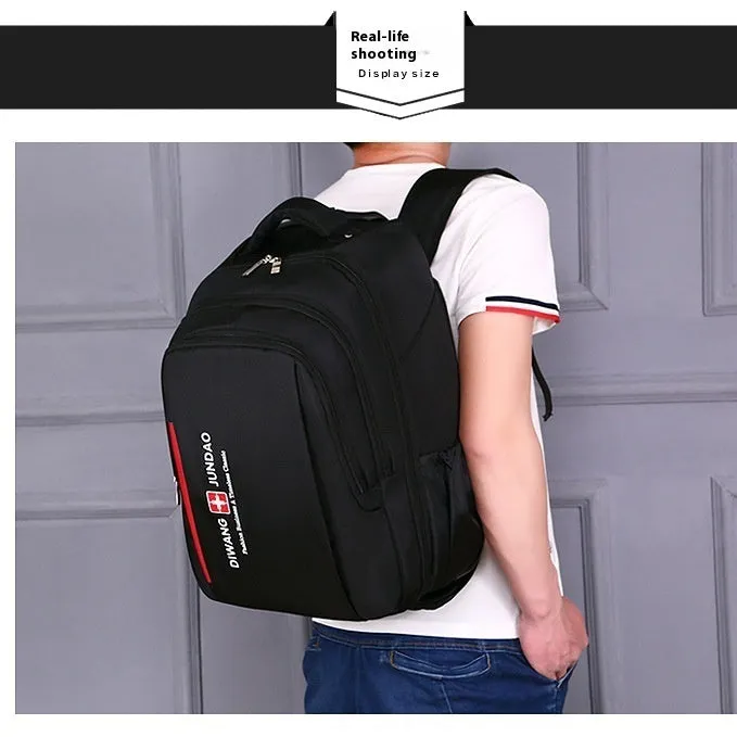 Black 18-inch nylon business backpack trolley bag with letter pattern lining and shoulder straps