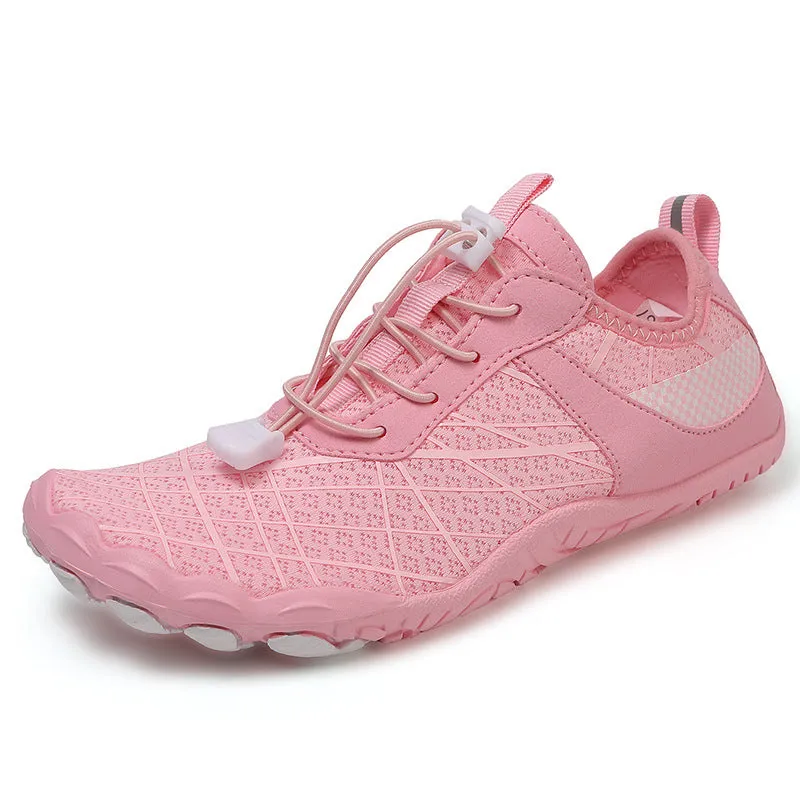 Breathable outdoor beach shoes with non-slip natural rubber outsole front lace-up design multiple colours available