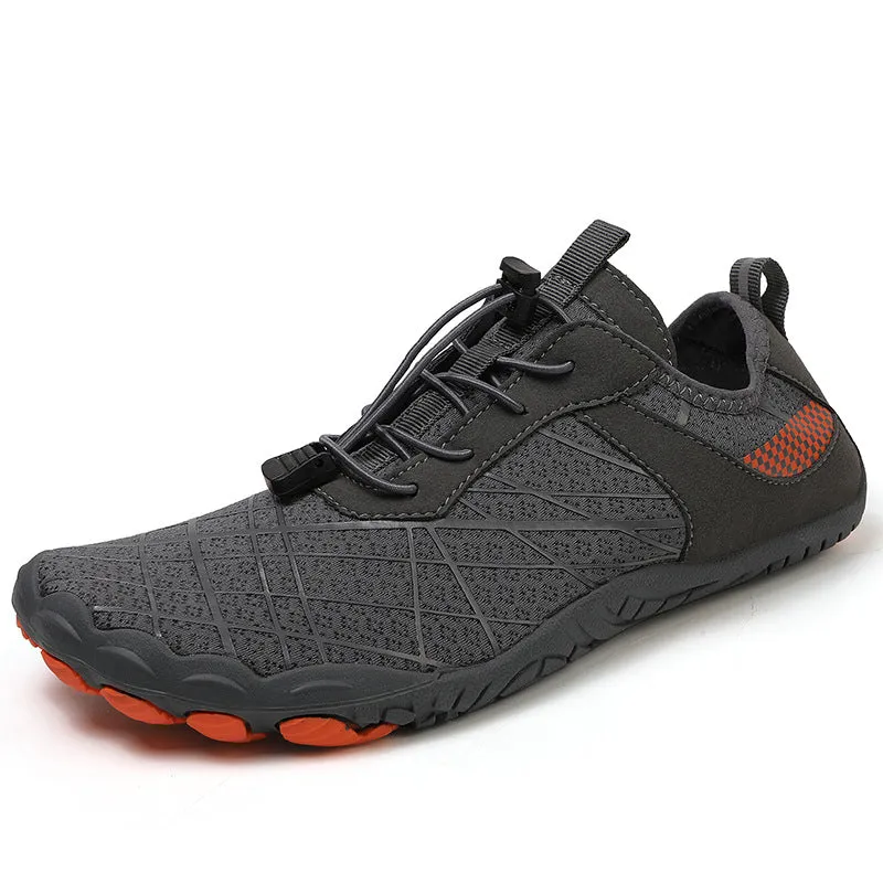 Breathable outdoor beach shoes with non-slip natural rubber outsole front lace-up design multiple colours available