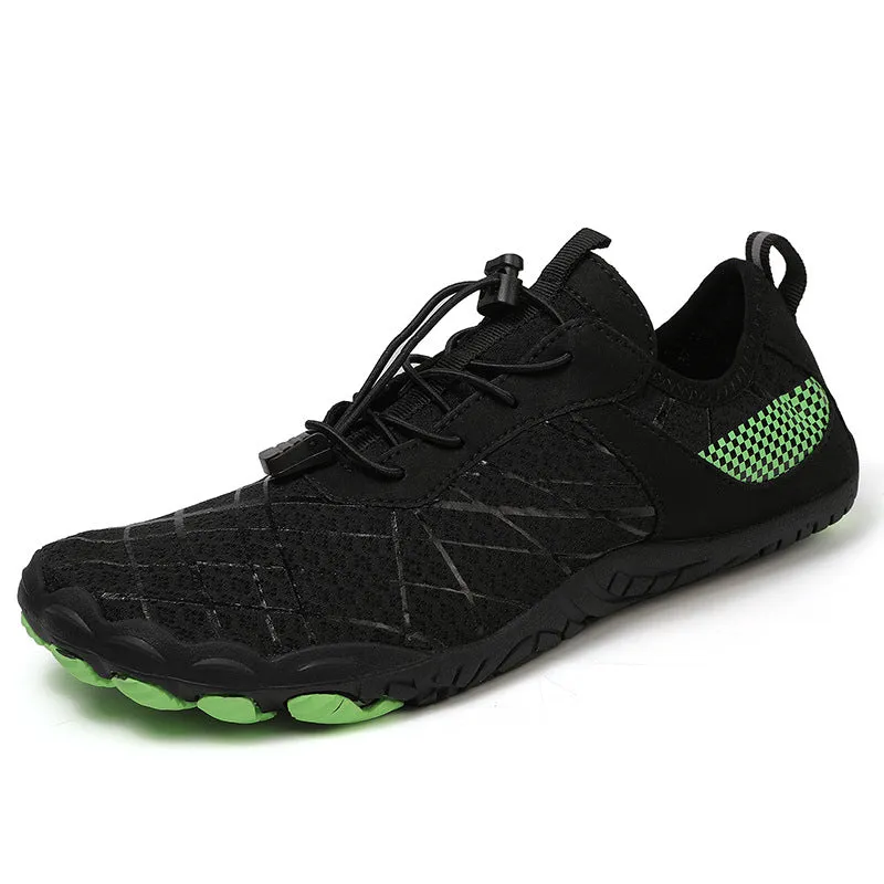 Breathable outdoor beach shoes with non-slip natural rubber outsole front lace-up design multiple colours available