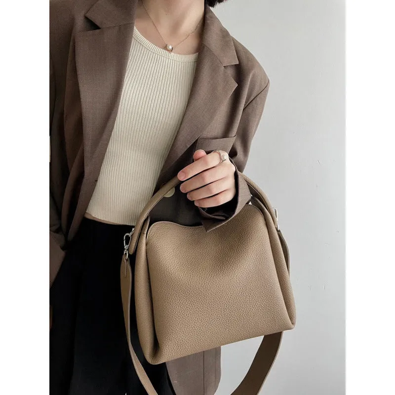 Women's grey corduroy shoulder messenger bag with PU lining, 24x10x17cm, on a plain background
