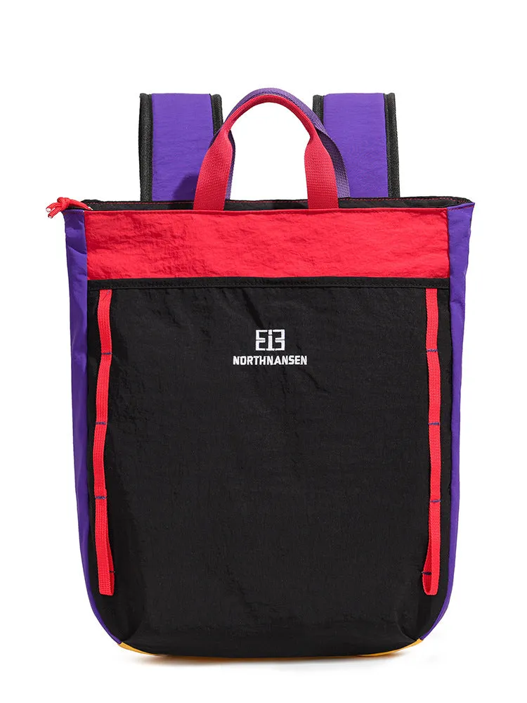 Women's casual large capacity nylon backpack with aropillow straps in black and red combo for leisure travel