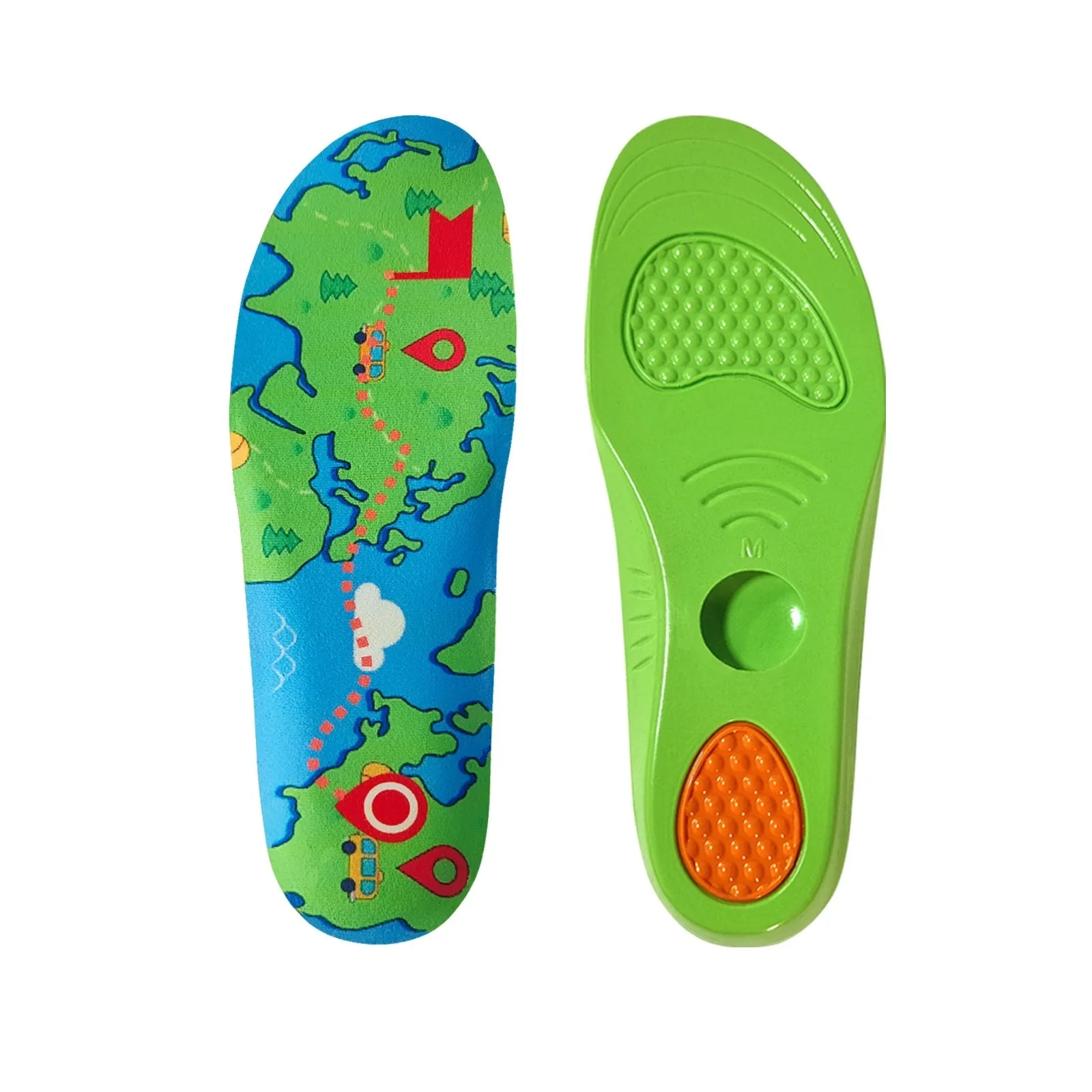 Green anti-lost locator insole for children and elderly made of PU material free size XS to XL