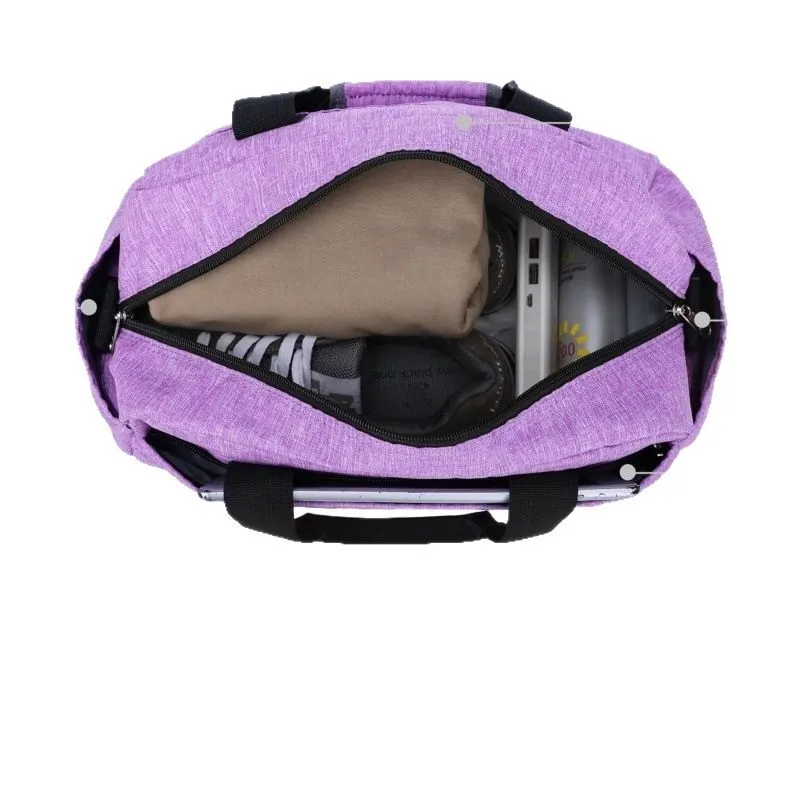 Small lightweight polyester luggage bag in solid colour with curved shoulder strap, 35.5x20x20cm