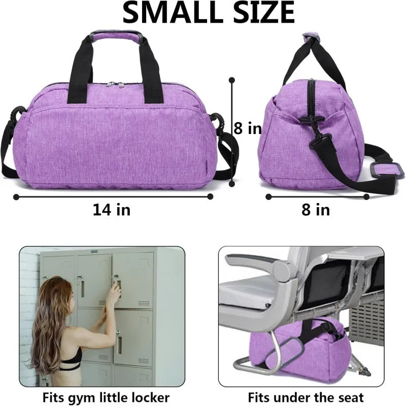 Small lightweight polyester luggage bag in solid colour with curved shoulder strap, 35.5x20x20cm