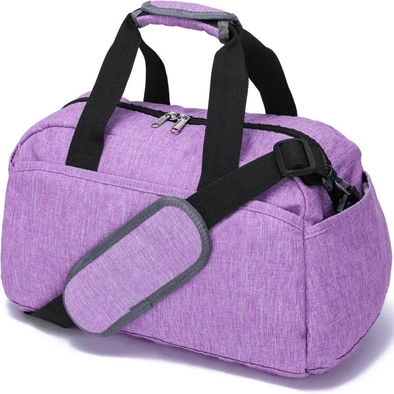 Small lightweight polyester luggage bag in solid colour with curved shoulder strap, 35.5x20x20cm