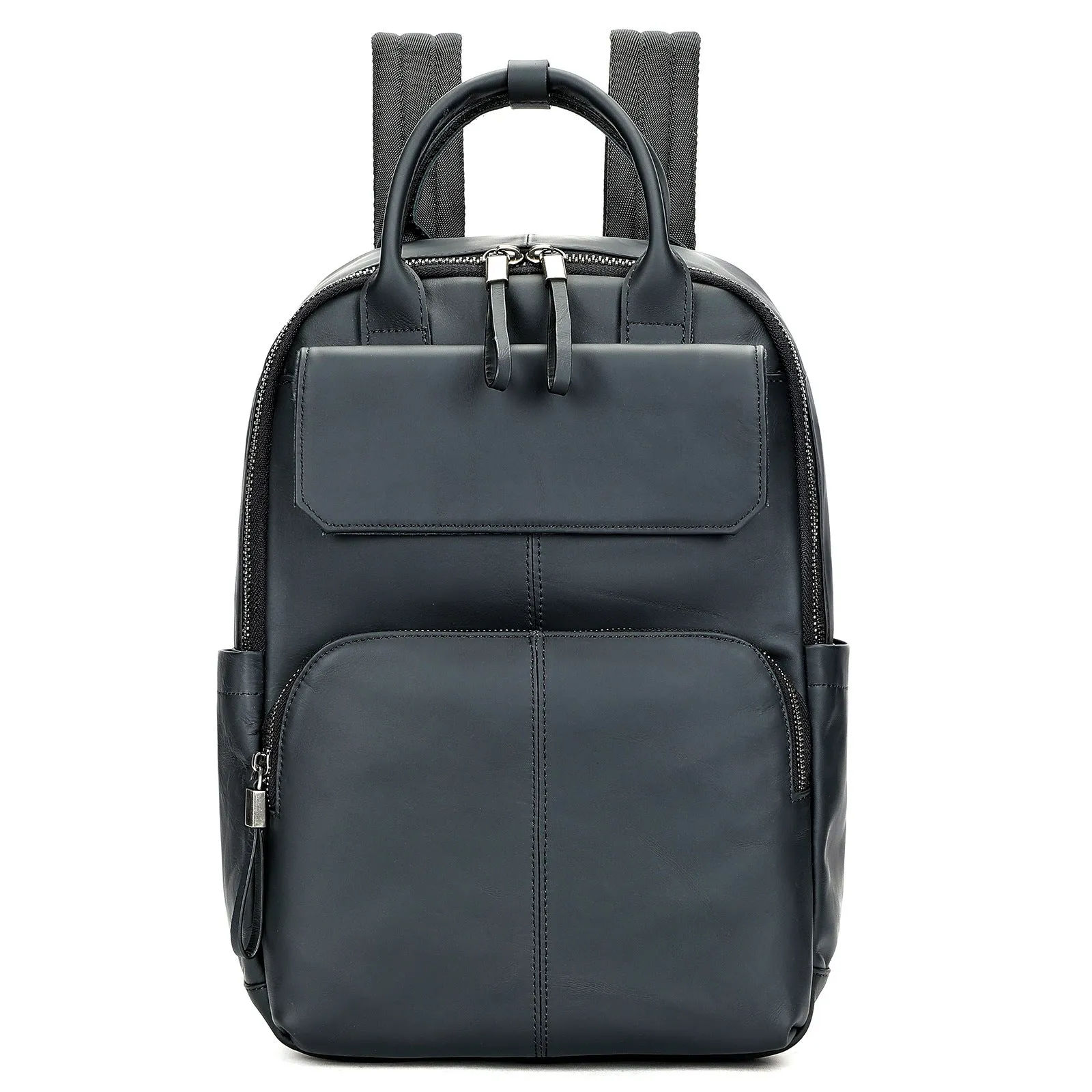 Genuine leather retro backpack in brown with visible sewing thread, waterproof and wear-resistant for daily use