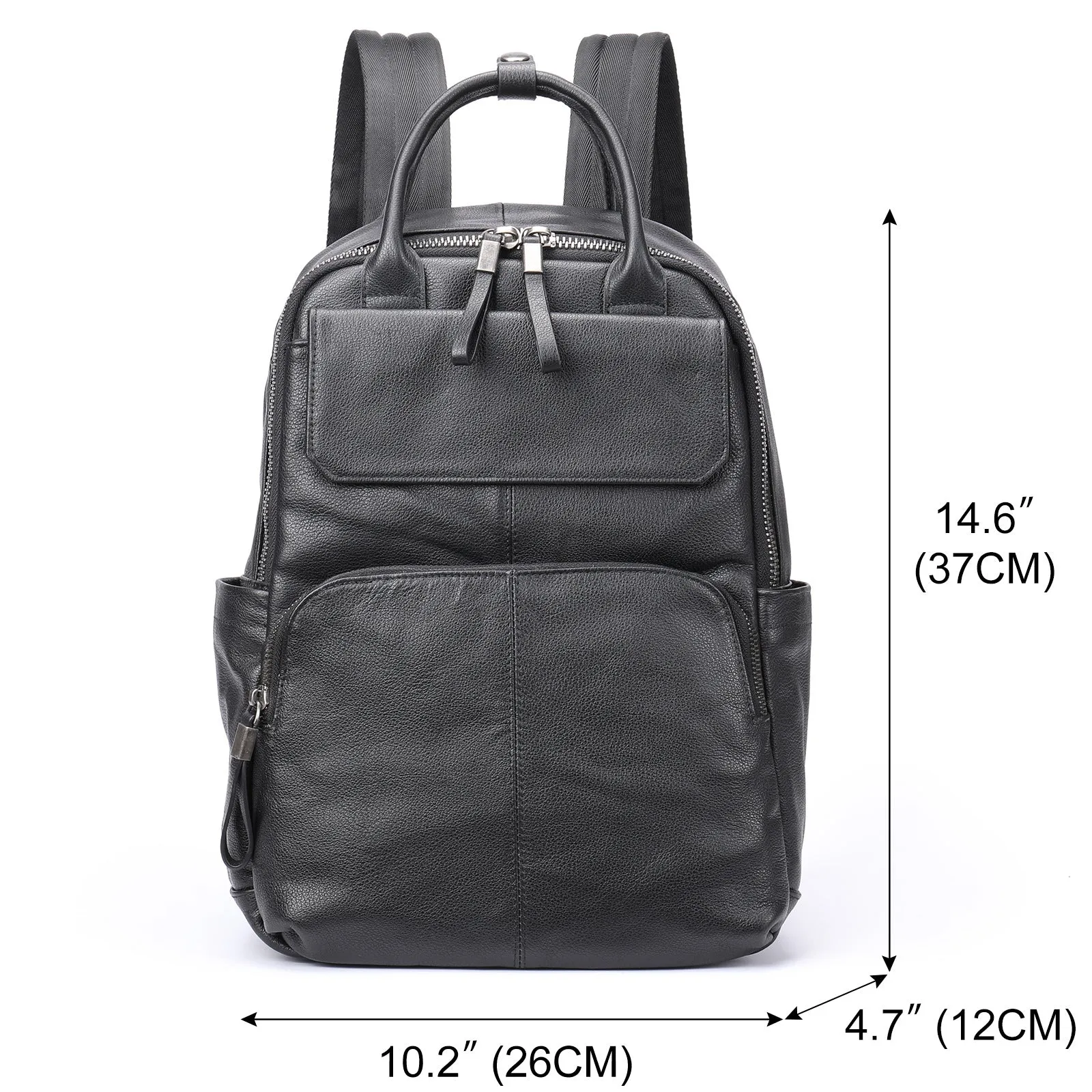 Genuine leather retro backpack in brown with visible sewing thread, waterproof and wear-resistant for daily use