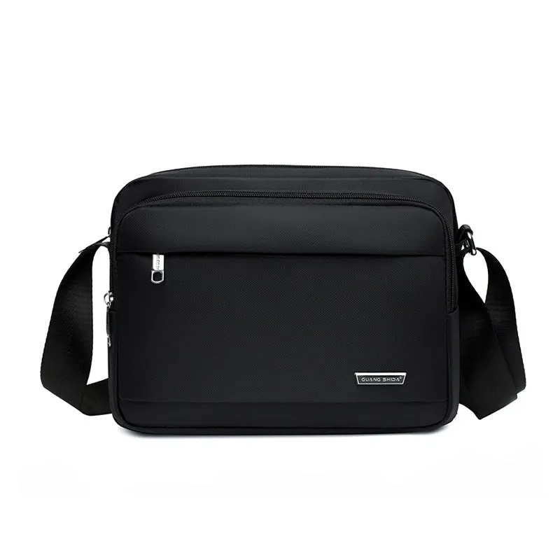 Men's black Oxford cloth horizontal multi-layer messenger bag for daily matching