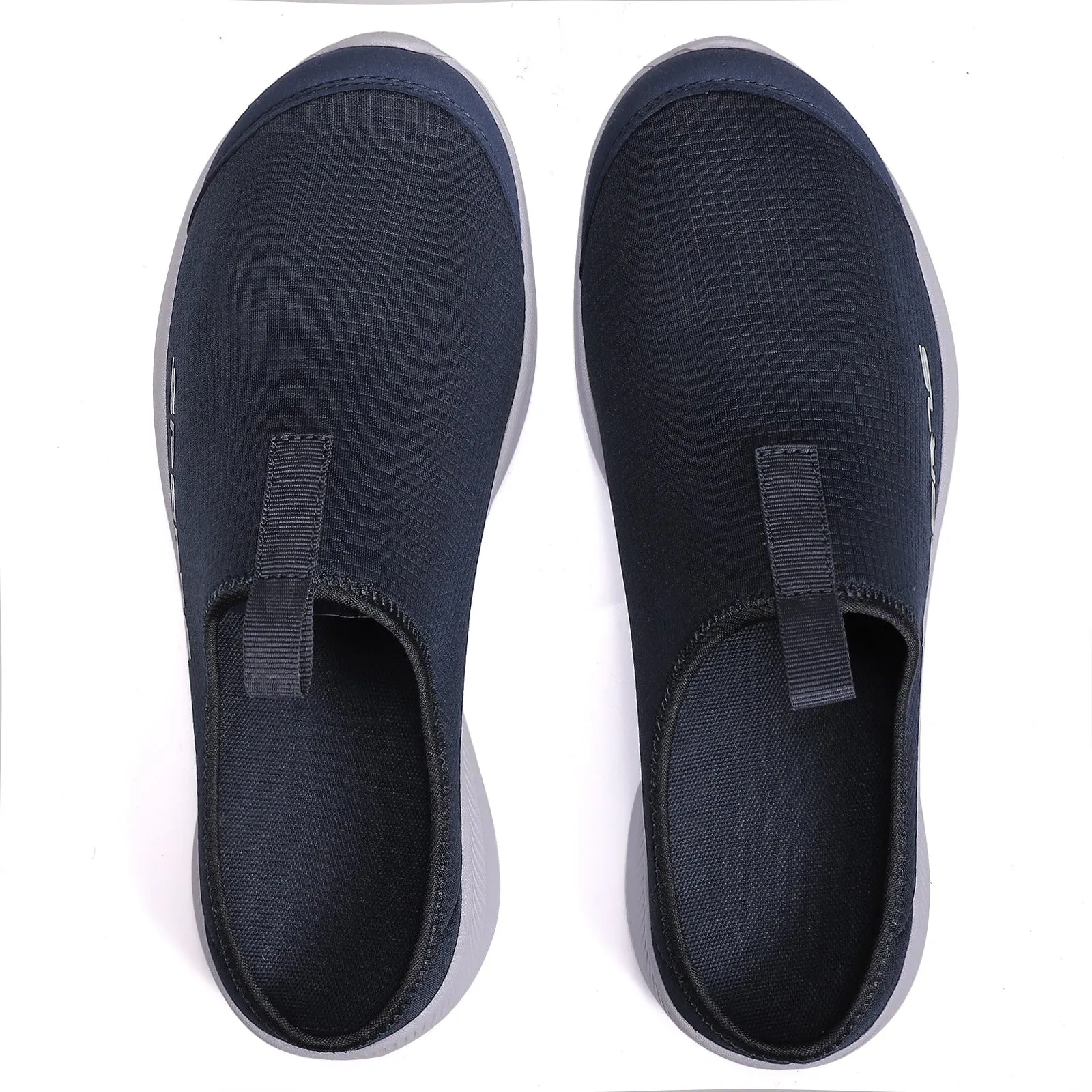 Men's breathable mesh half slippers in khaki with EVA sole, shown on a light background