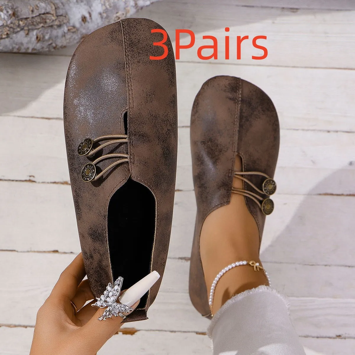 Women's square toe slip-on flat sandals in black artificial PU with rubber sole