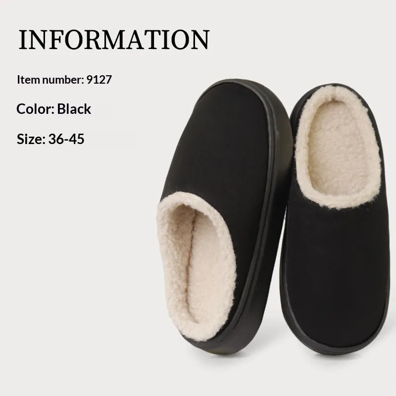 Indoor anti-slip plush slippers with rubber sole and satin upper in beige colour, round toe design, available in multiple sizes.