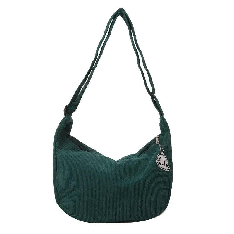 Corduroy dumpling shape single shoulder armpit bag women daily wear plaid pattern eight colours