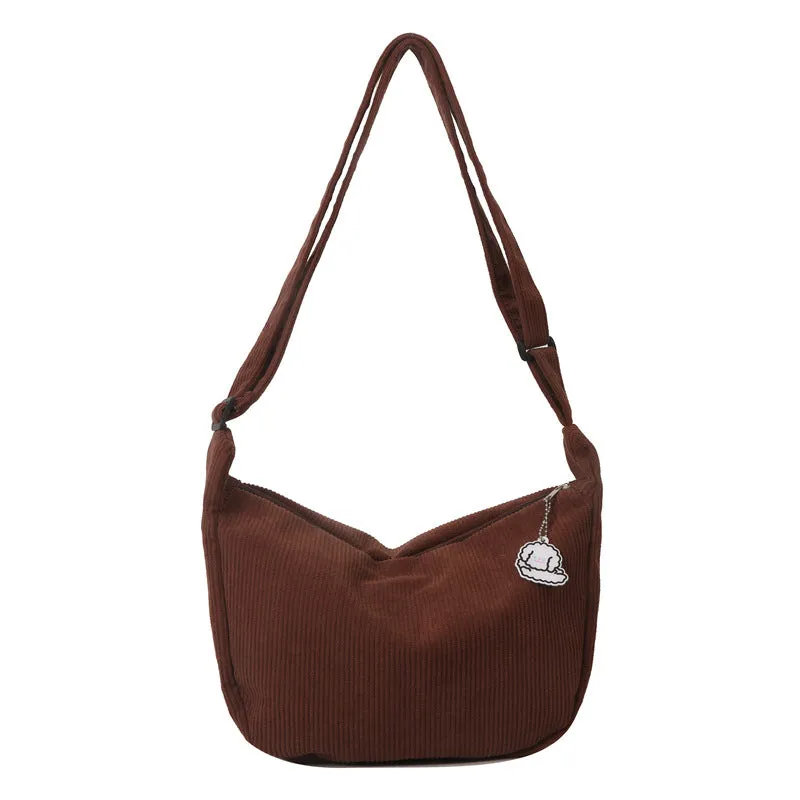 Corduroy dumpling shape single shoulder armpit bag women daily wear plaid pattern eight colours