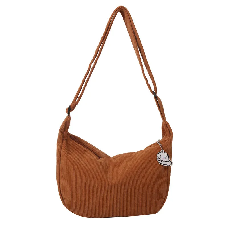 Corduroy dumpling shape single shoulder armpit bag women daily wear plaid pattern eight colours