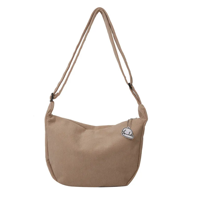 Corduroy dumpling shape single shoulder armpit bag women daily wear plaid pattern eight colours