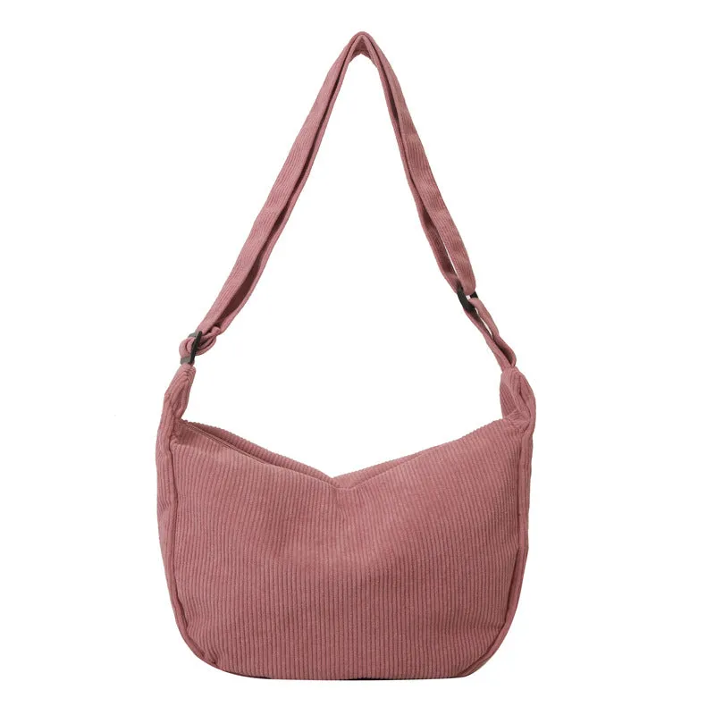 Corduroy dumpling shape single shoulder armpit bag women daily wear plaid pattern eight colours