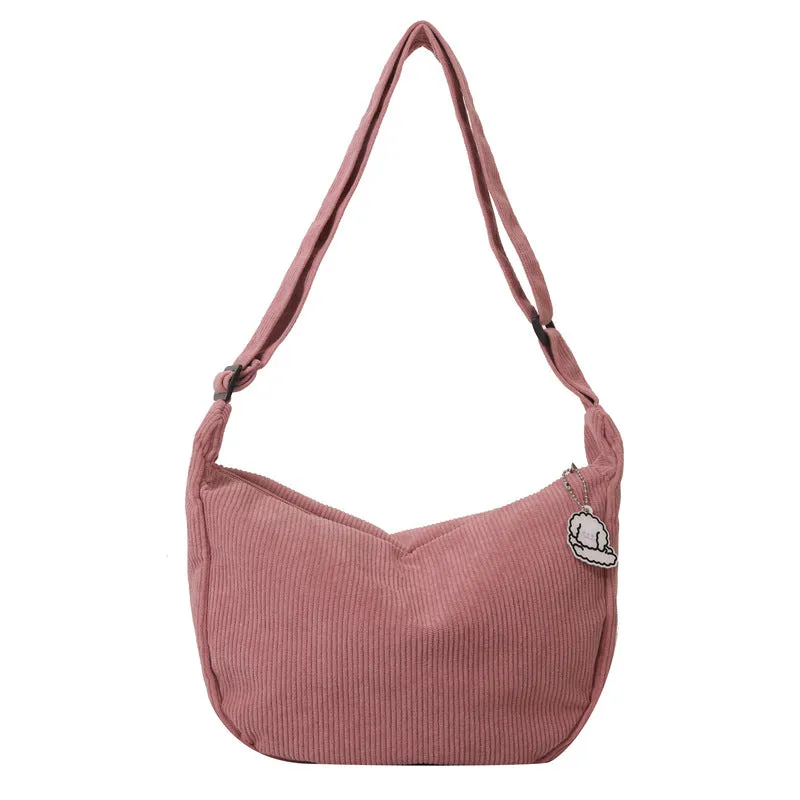 Corduroy dumpling shape single shoulder armpit bag women daily wear plaid pattern eight colours
