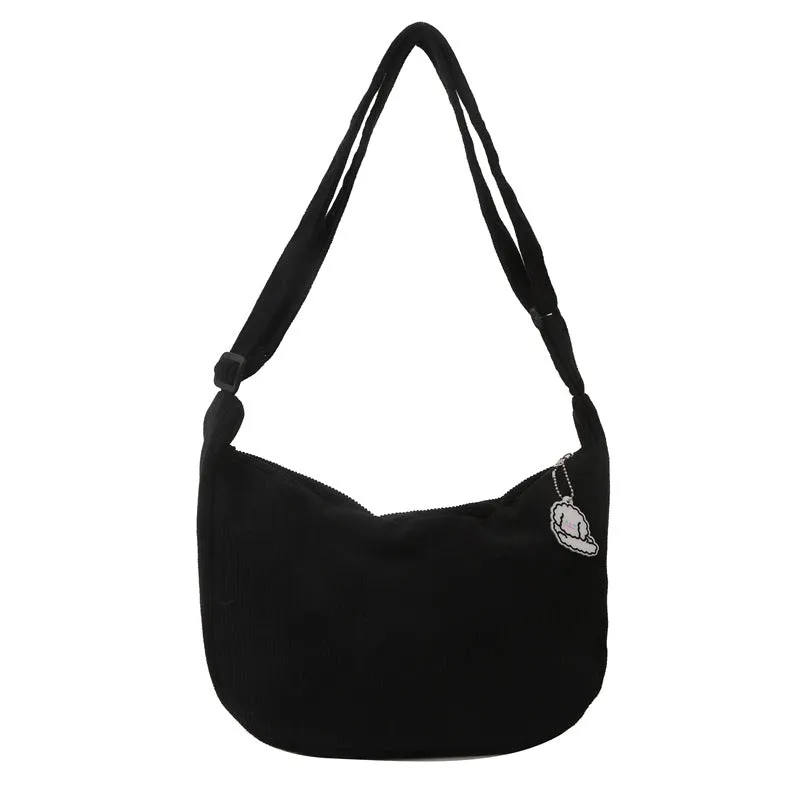 Corduroy dumpling shape single shoulder armpit bag women daily wear plaid pattern eight colours