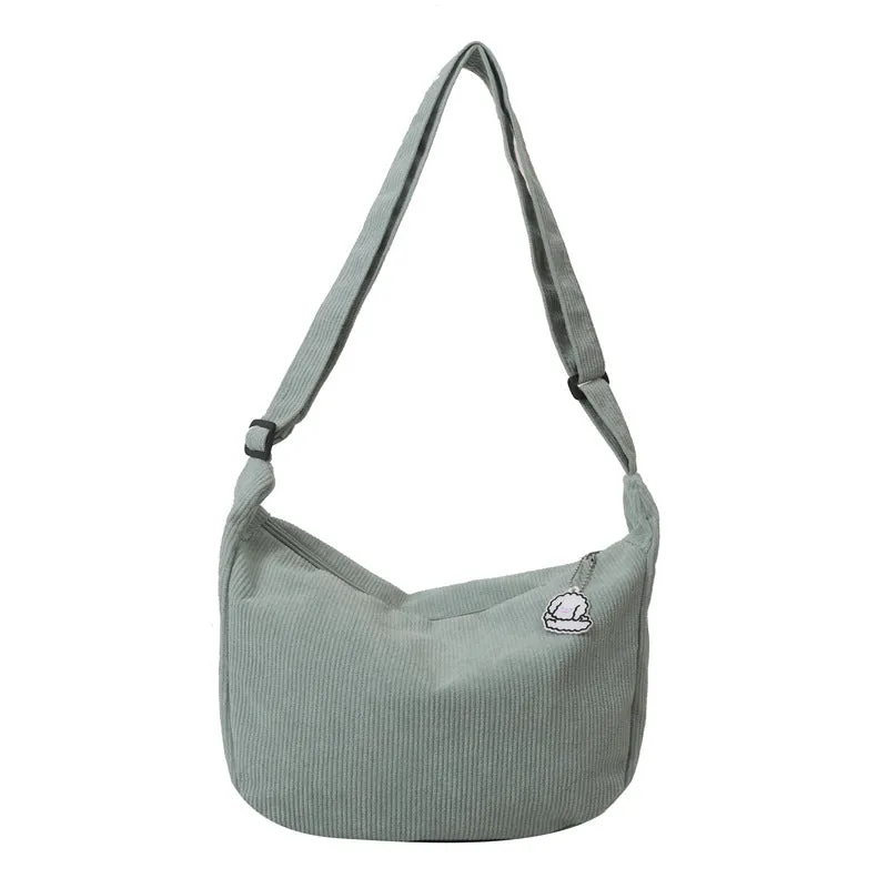 Corduroy dumpling shape single shoulder armpit bag women daily wear plaid pattern eight colours