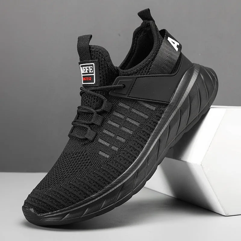 Men's breathable mesh casual sports shoes in Gray with round toe and ankle strap