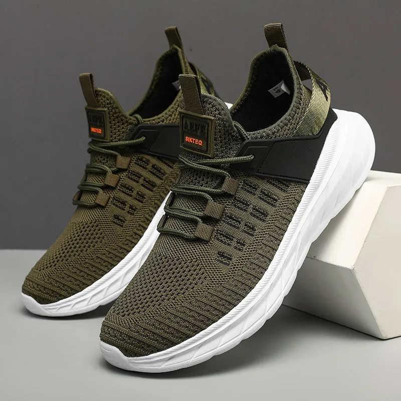 Men's breathable mesh casual sports shoes in Gray with round toe and ankle strap
