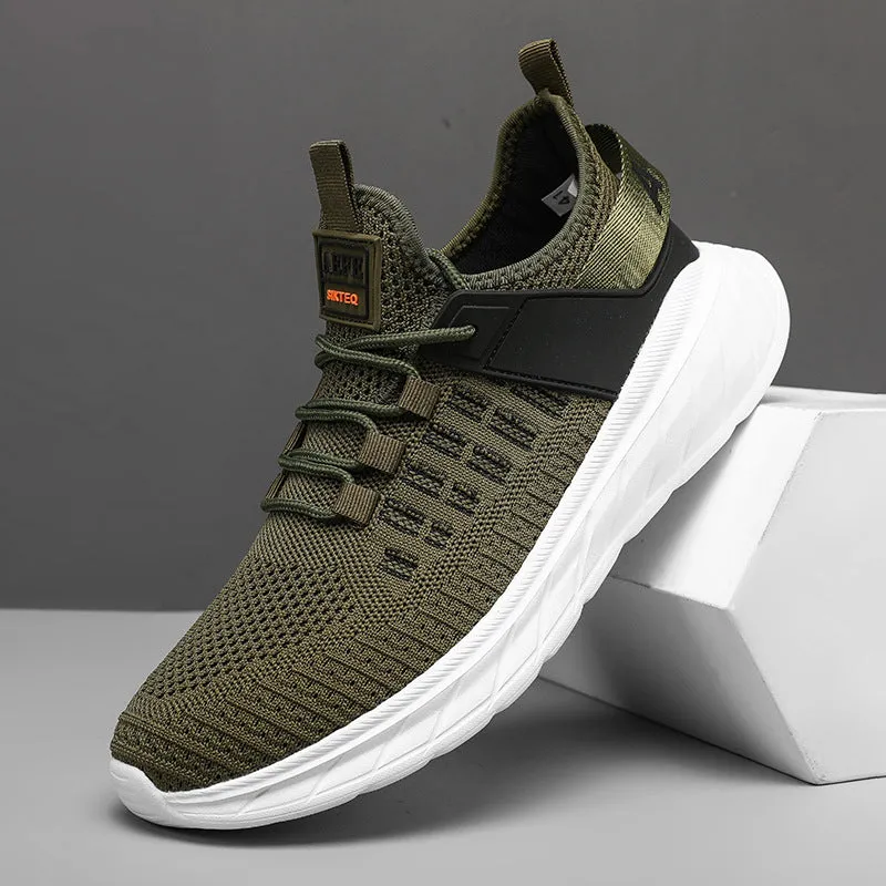 Men's breathable mesh casual sports shoes in Gray with round toe and ankle strap