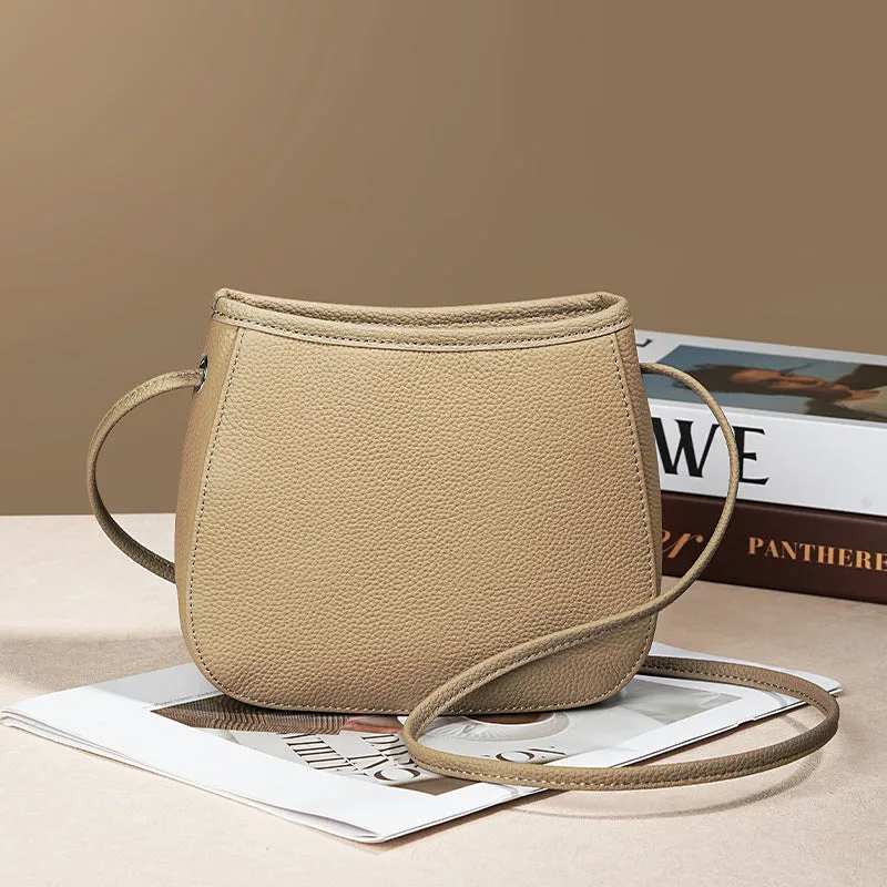Women's genuine cowhide leather messenger bag in square vertical model with internal organiser compartments