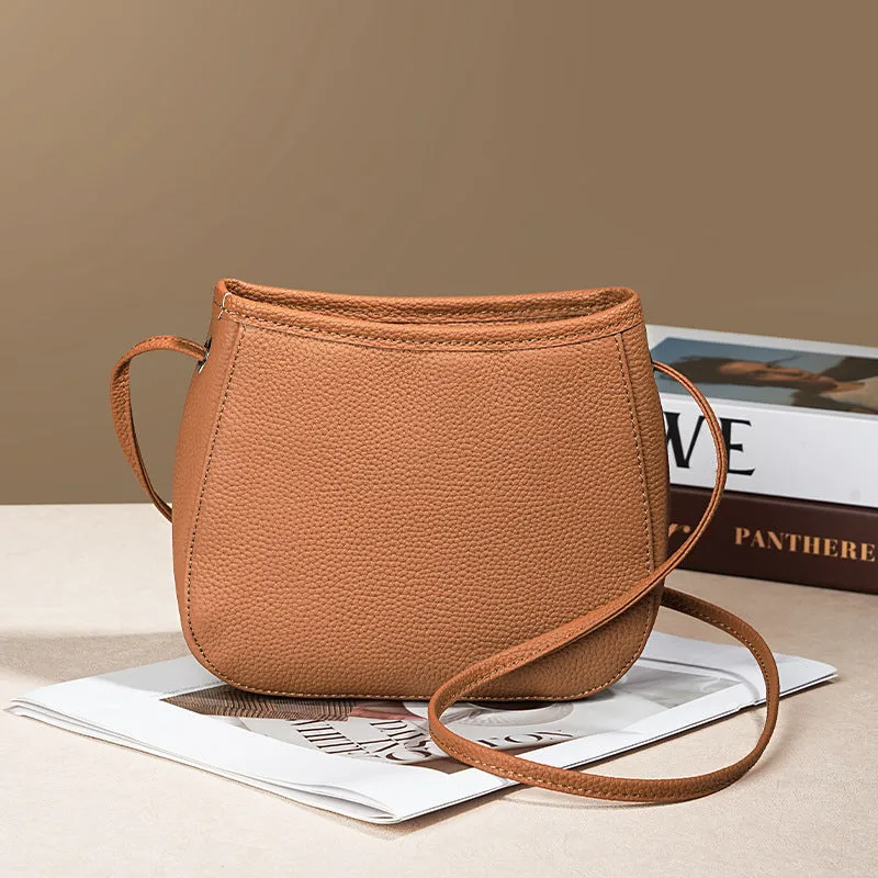 Women's genuine cowhide leather messenger bag in square vertical model with internal organiser compartments