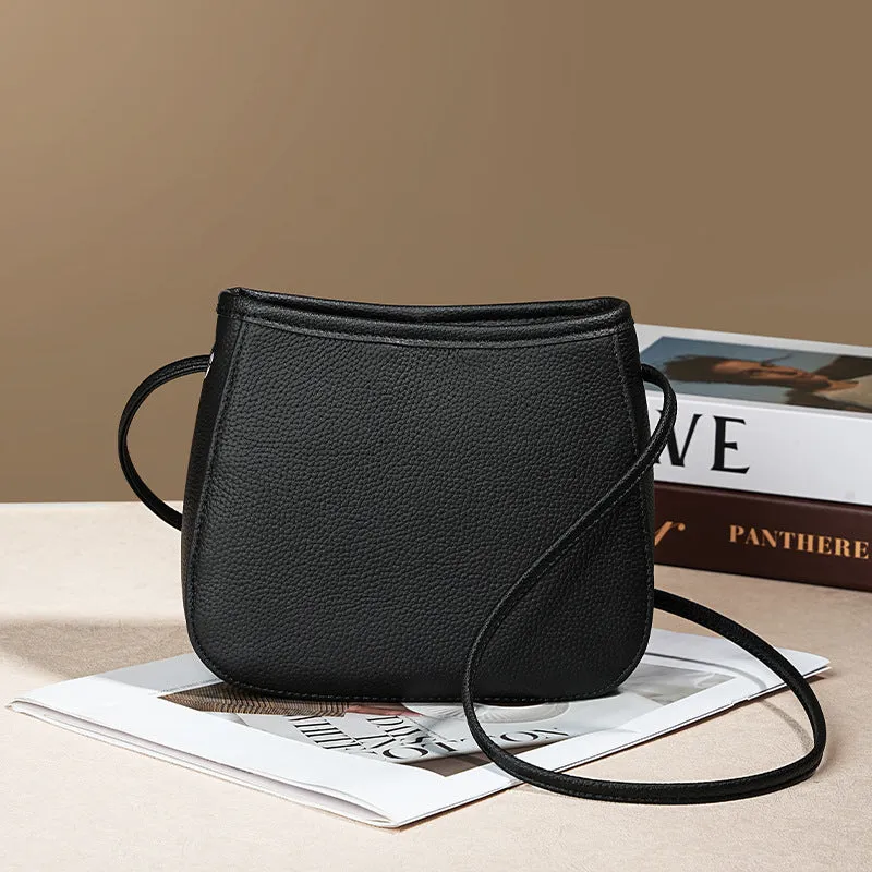 Women's genuine cowhide leather messenger bag in square vertical model with internal organiser compartments