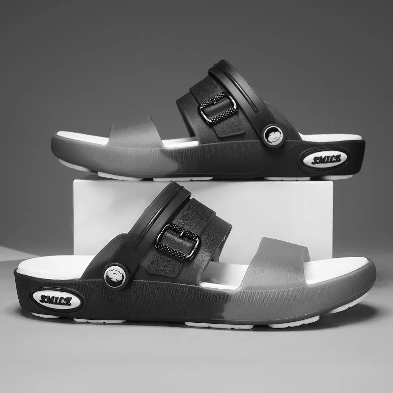 Flat wading breathable soft bottom hole shoes in blue gray EVA with non-slip sole