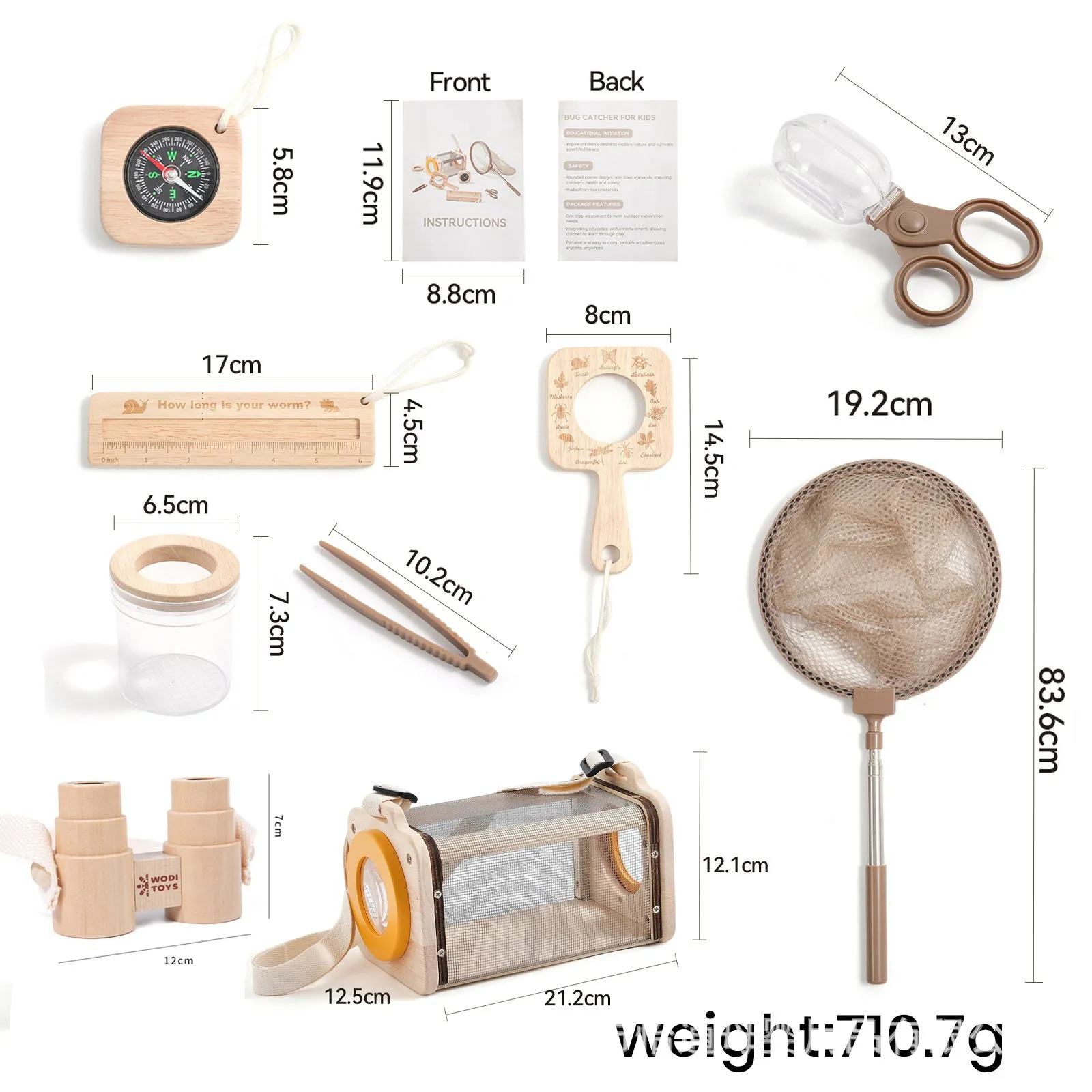 Wooden science experiment teaching aids set with telescope and book for infant outdoor exploration