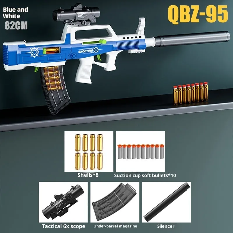 Assault rifle hand pull can launch simulation toy gun in blue plastic