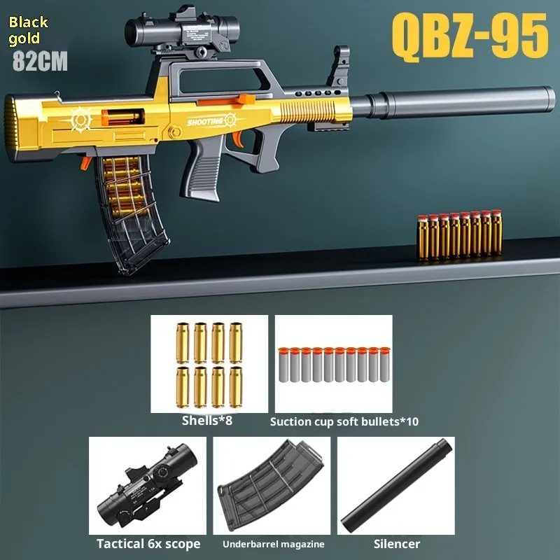 Assault rifle hand pull can launch simulation toy gun in blue plastic