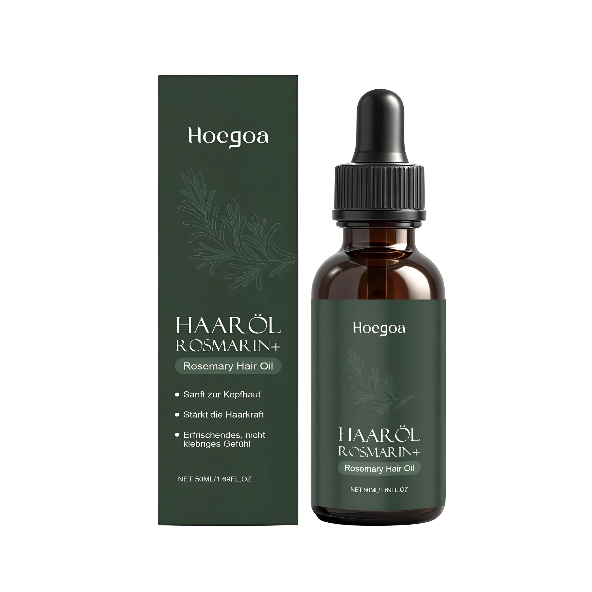 50ml bottle of rosemary hair care oil with natural ingredients