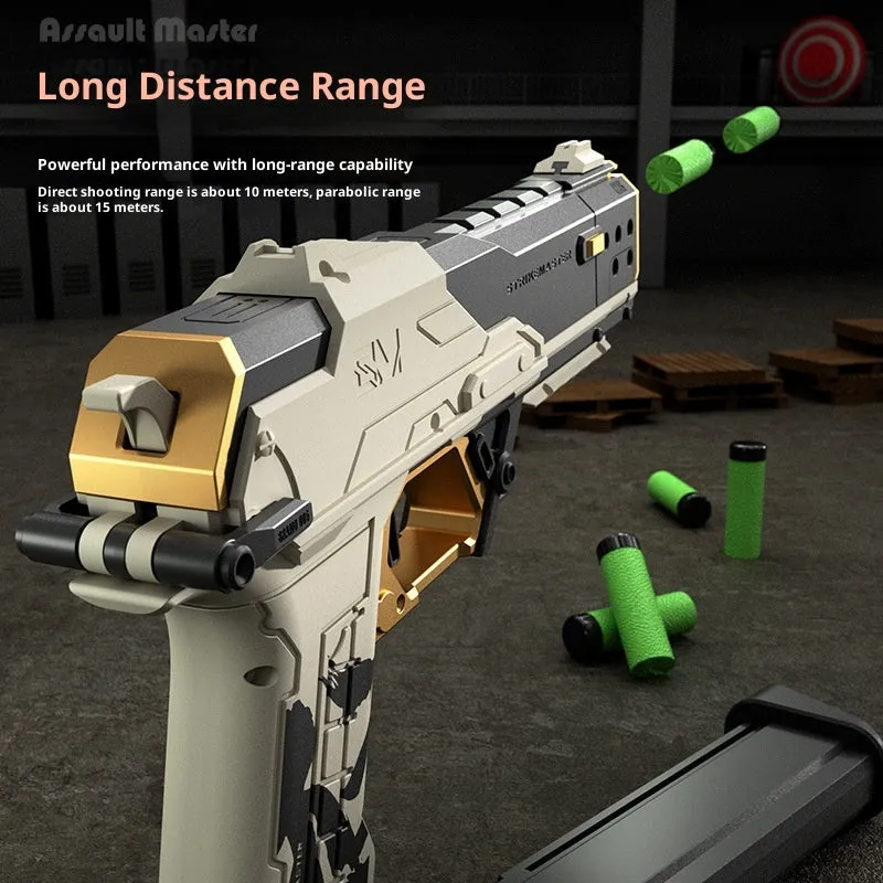 Nylon Attack Master SP50 soft bomb launcher toy in white with EVA soft balls and magazine