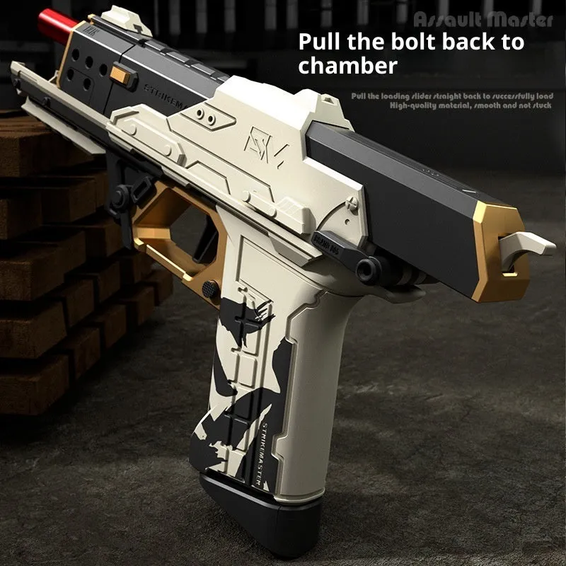 Nylon Attack Master SP50 soft bomb launcher toy in white with EVA soft balls and magazine
