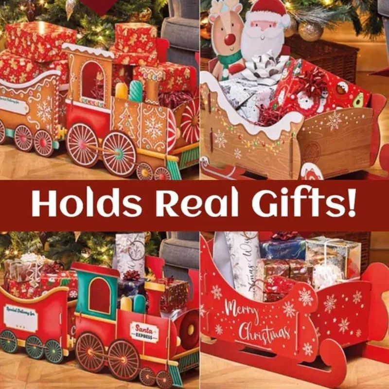 Santa Claus gift train plastic Christmas decoration in American style for home display
