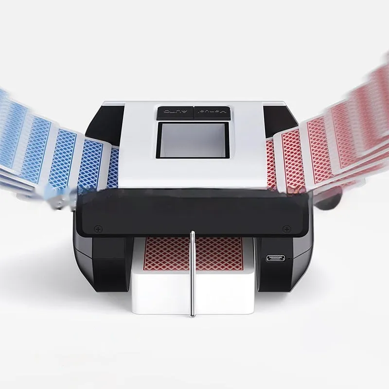 Automatic plastic card shuffling machine with long battery life for events