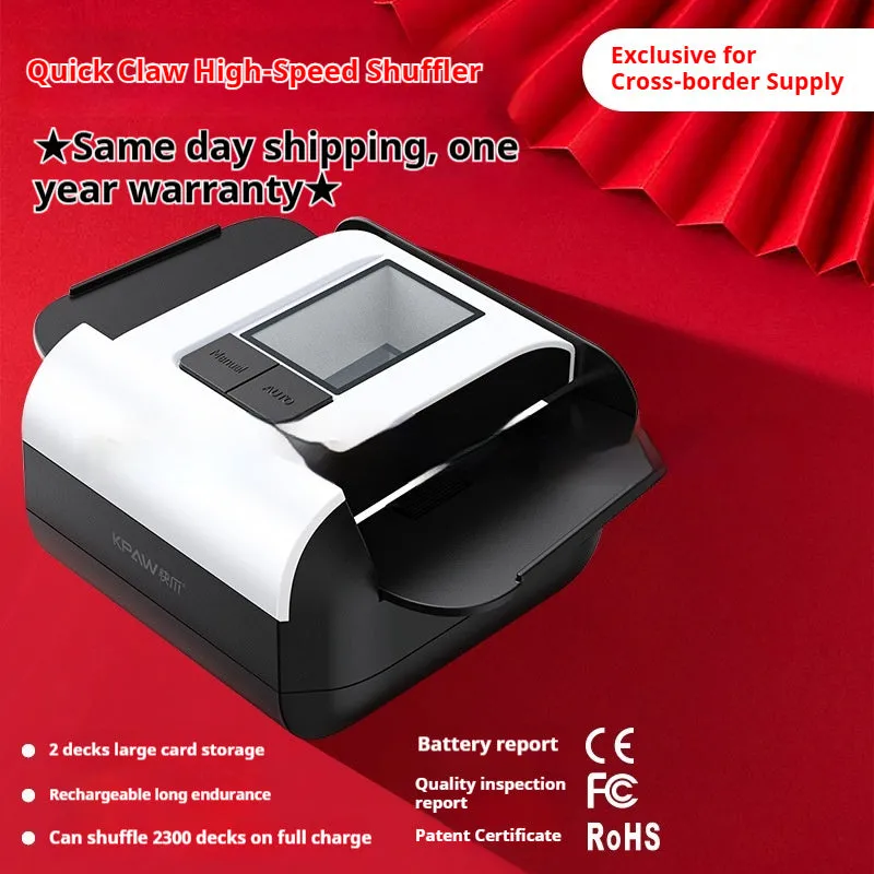 Automatic plastic card shuffling machine with long battery life for events