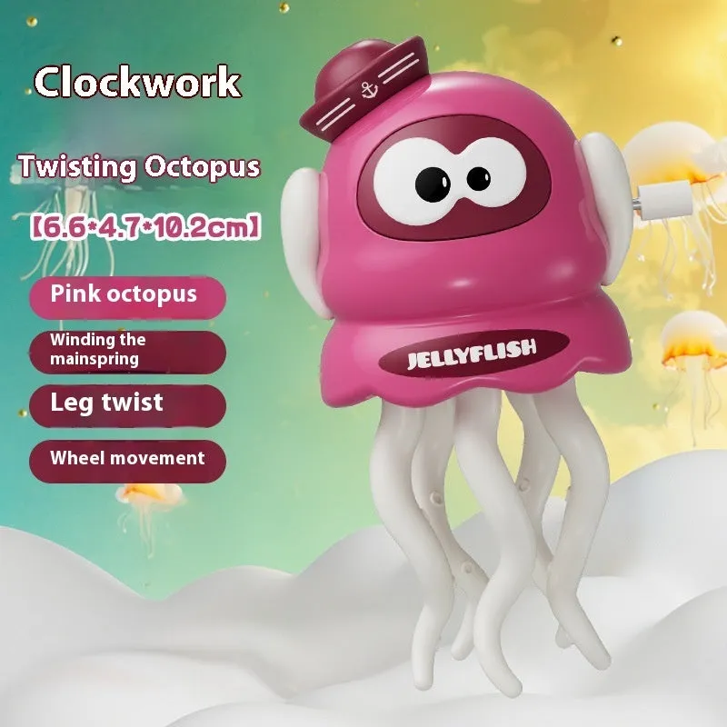 Magic Clockwork Dancing Octopus wind-up toy in green, plastic, 6.8x6.3x11.2cm, on a white surface